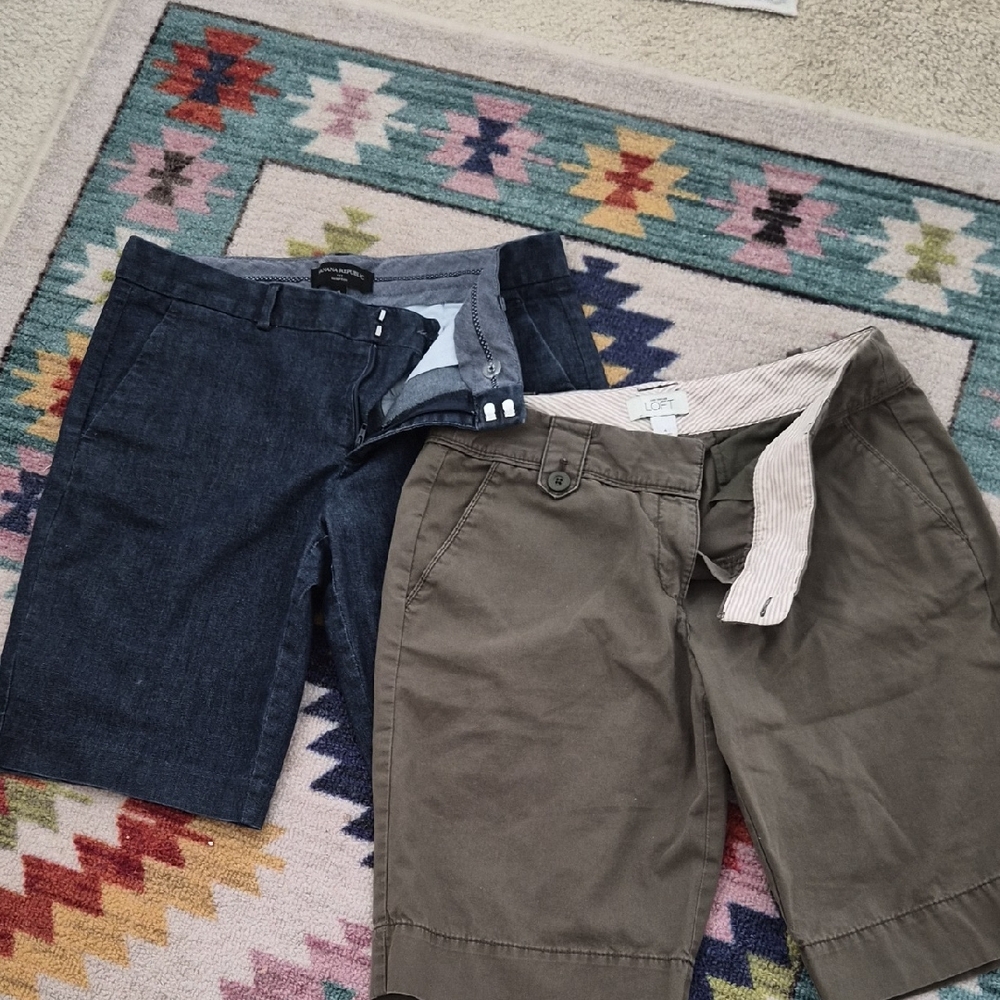 Bundle Of 2 Pair of Women"s Shorts - Dark Denim & Olive Green